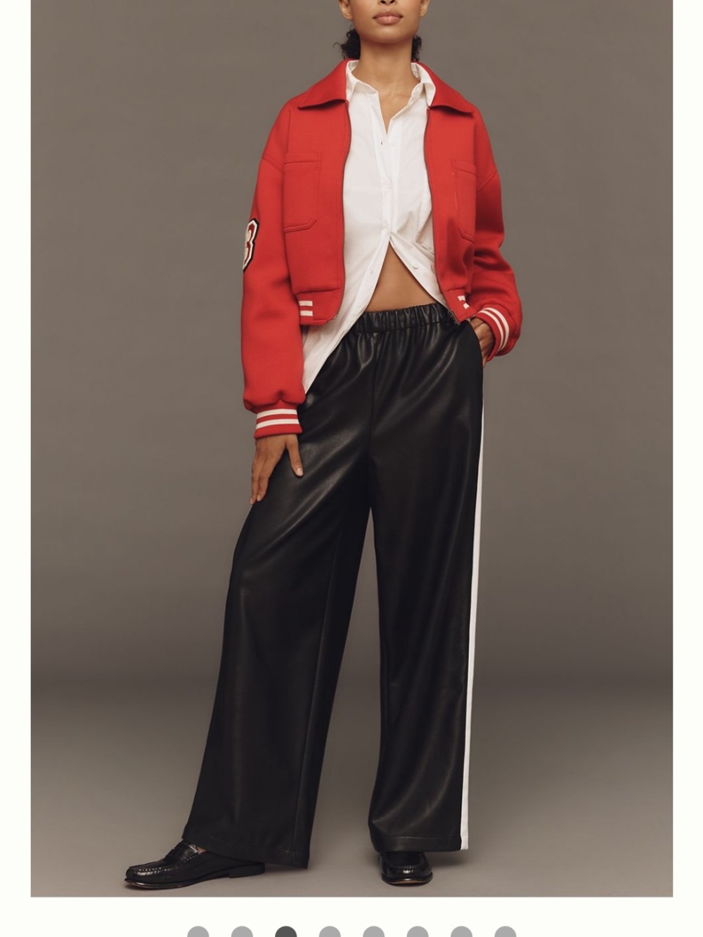 Maeve Faux Leather Pull On Track Pants Black Wide-Leg Size XL NWT